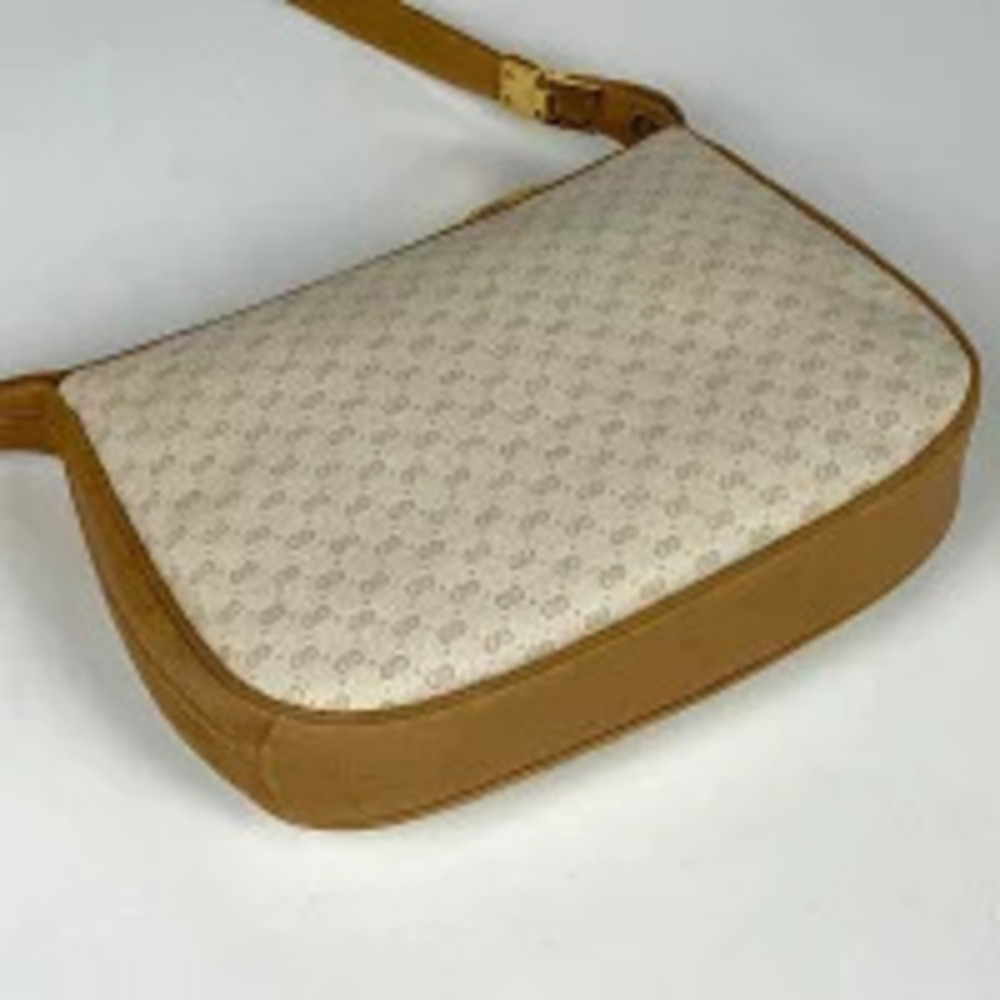 Gucci Ivory Canvas Bag GG Shoulder Brown White White Brown